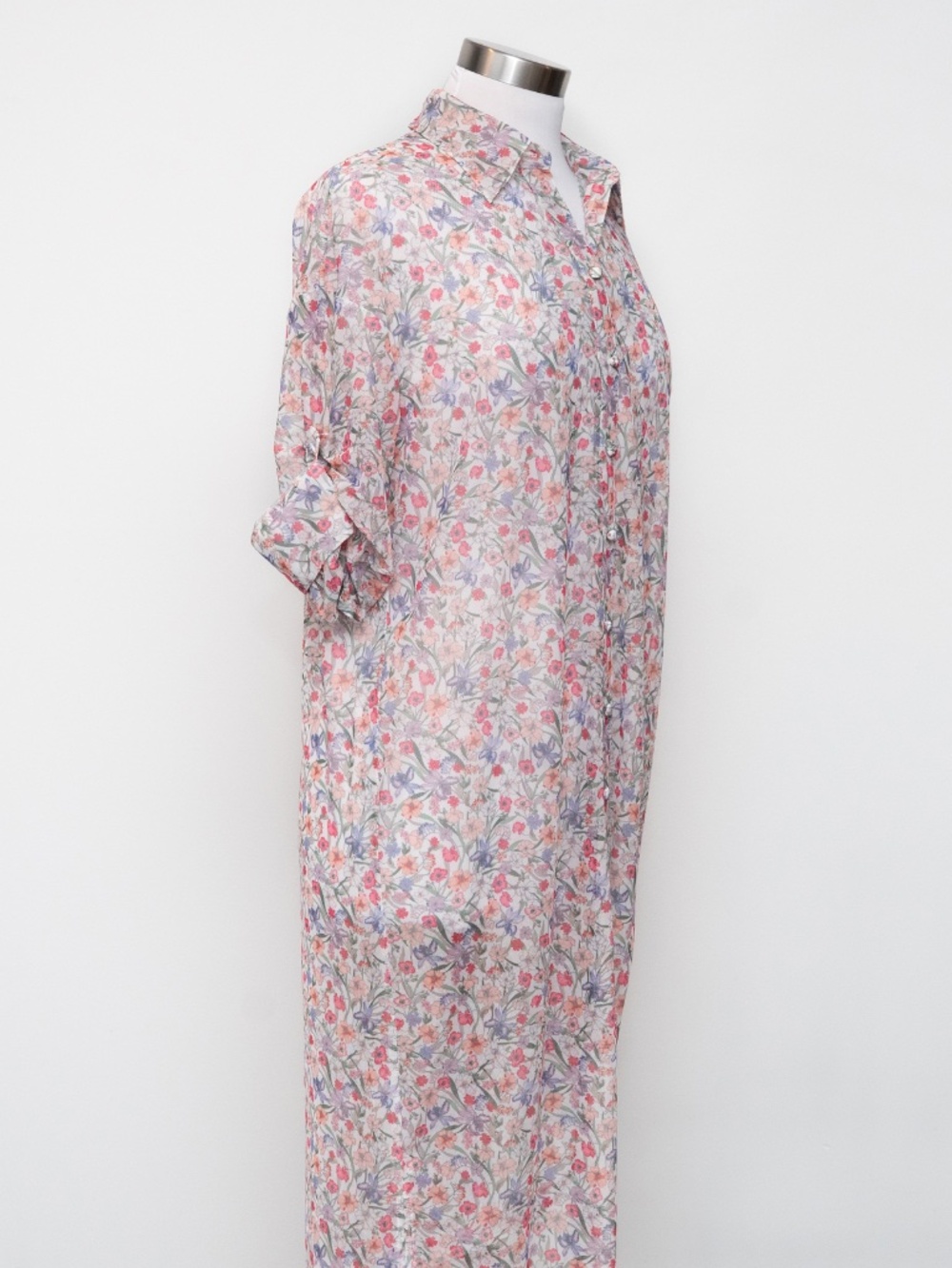 Hutch - Sheer Floral Mesh Shirtdress Cover-Up - Picture 7 of 11